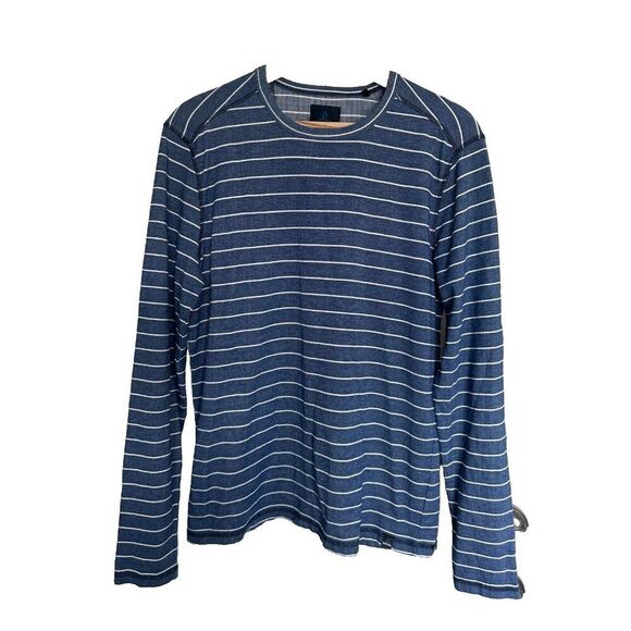 Prana Pullover Long Sleeve Shirt Blue Striped Men's Medium - Picture 1 of 7